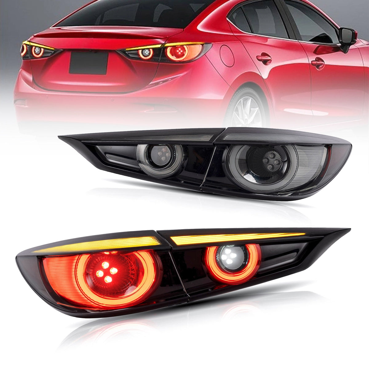 VLAND LED Taillights Fit Mazda 3 Sedan 2014-2018 W/Sequential Turn Signal