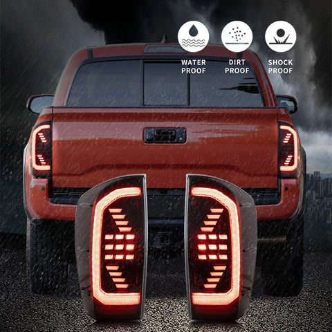 VLAND LED Taillights Fit Toyota Tacoma 2016-2023 W/Sequential Red Turn Signals