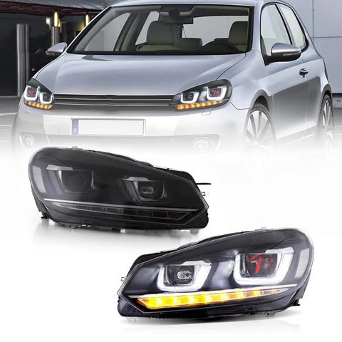 09-14 Fit VW Golf 6th Gen Mk6 Vland Dual Beam Projector Aftermarket For Volkswagen Headlights With Demon Eyes Black