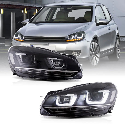 09-14 Fit VW Golf 6th Gen Mk6 Vland Dual Beam Projector Aftermarket For Volkswagen Headlights With Demon Eyes Black