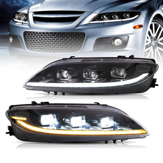 VLAND LED Headlights For 2002-2008 Fit Mazda 6 First Gen(GG1) Fit Factory Halogen Models