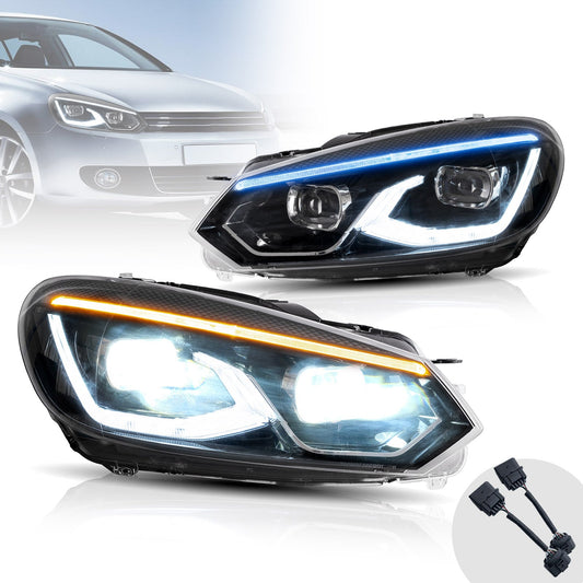 VLAND LED Headlights Fit Volkswagen Golf Mk6 2009-2014 Halogen Models