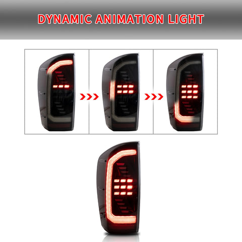 VLAND LED Taillights Fit Toyota Tacoma 2016-2023 W/Sequential Red Turn Signals