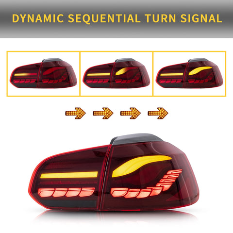 VLAND OLED Tail lights Fit Volkswagen Golf 6 MK6 2009-2014 With Sequential