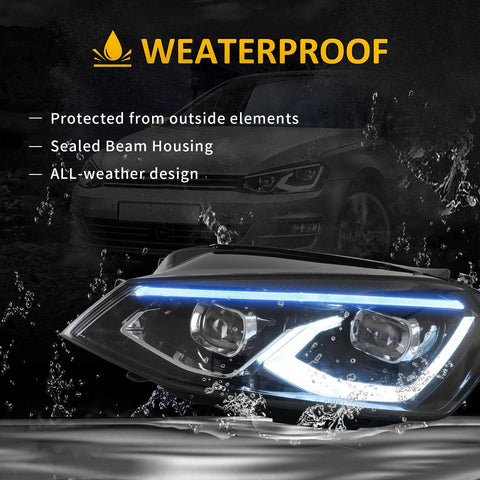 VLAND LED Front lights For 2015-2017Fit Golf MK7 Halogen Headlights Models (Europe is 2013-2016 Volkswagen)