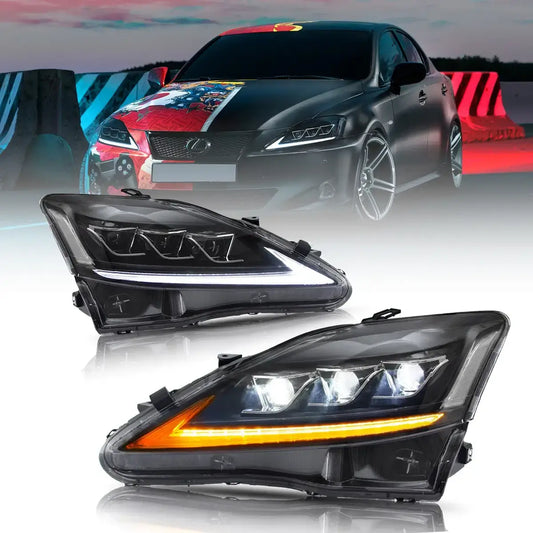 06-13 Fit Lexus IS250/IS250C/IS350/IS220d & 08-14 ISF(XE20) Vland Matrix Projector Headlights Black