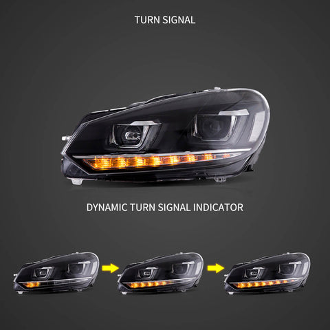 09-14 Fit VW Golf 6th Gen Mk6 Vland Dual Beam Projector Aftermarket For Volkswagen Headlights With Demon Eyes Black