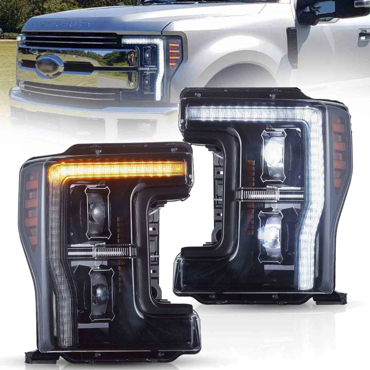 LED Projector Headlights Fit Ford F250 F350 F450 F550 Super Duty 2017-2019