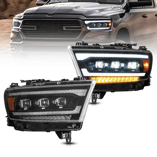 VLAND Projector LED Headlights Fit Dodge RAM 1500 2019-2024