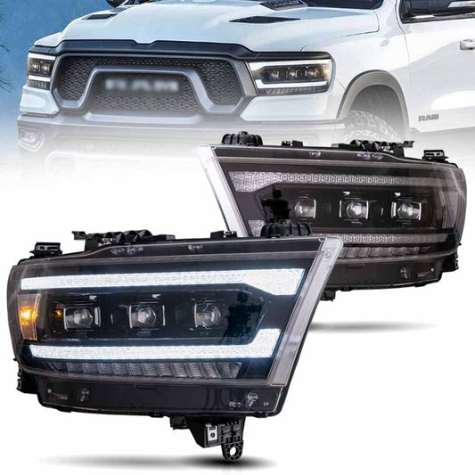 VLAND Projector LED Headlights Fit Dodge RAM 1500 2019-2024