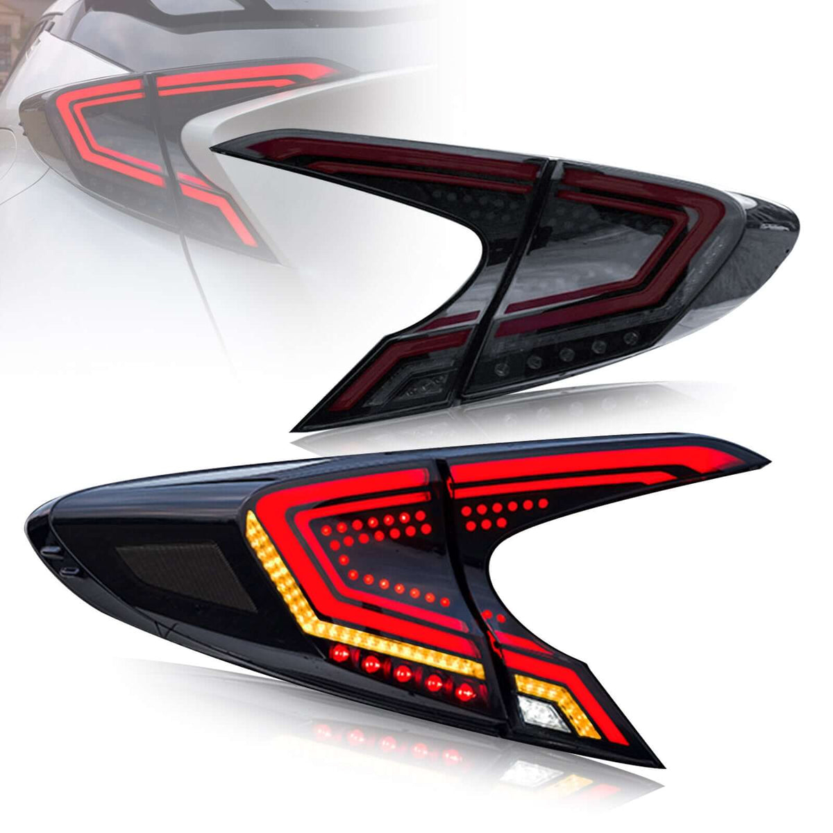 18-20 Fit Toyota CHR / C-HR Vland Smoked Full LED Tail Lights(NOT  2021 C-HR GR Sport Models)