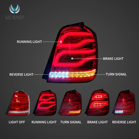 01-07 Fit Toyota Highlander 1th Gen(XU20) Vland LED Tail Light