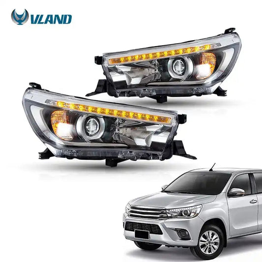 VLAND LED Headlights For 2015-2020 Toyota Hilux Front Lights w/ Sequential Turn Signals