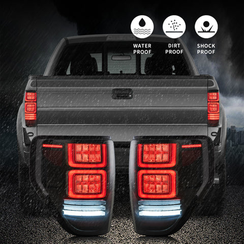 VLAND LED Tail Lights Fit Ford F150 2009-2014 Red Turn Signals