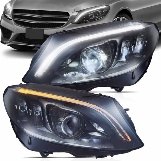 VLAND LED Projector Headlights 2015-2021 Fit Mercedes Benz C-Class W205