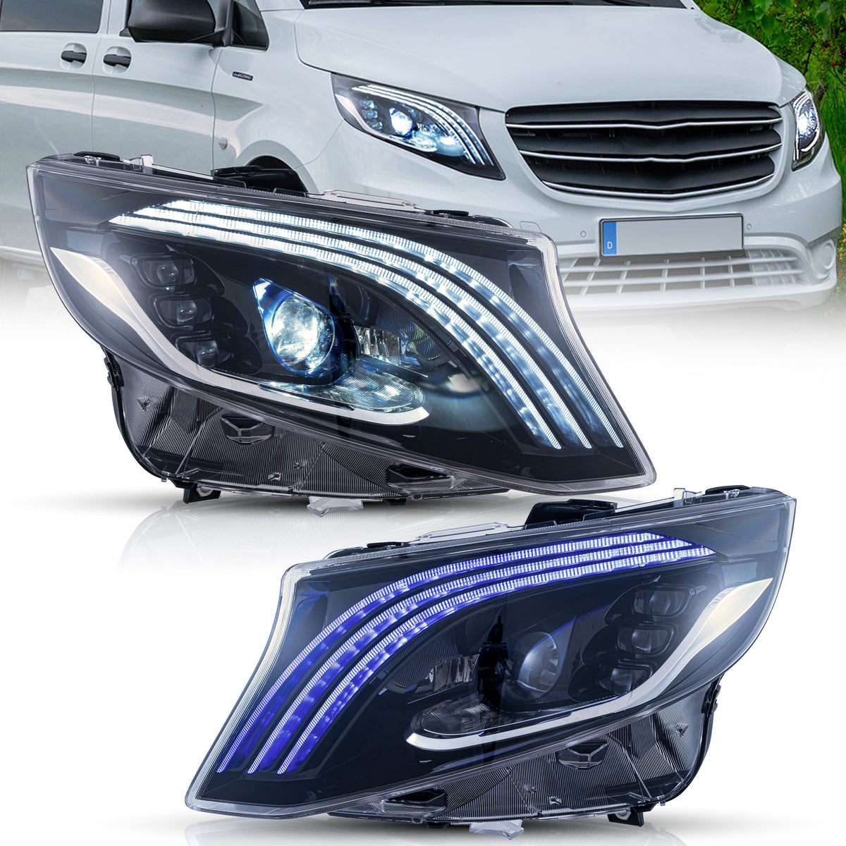 VLAND LED Headlights 2016-2023 Fit Mercedes Benz V-Class Metris/Vito W447