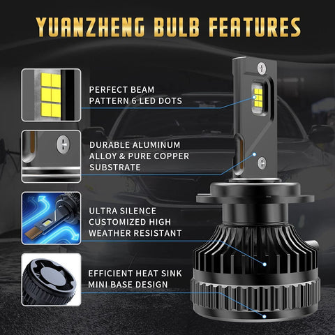 2 Pcs Vland D2S/H7/9005 LED Headlight Bulbs 6000K Super Bright