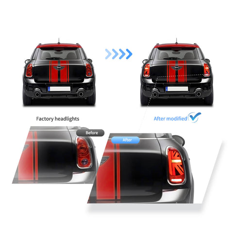 10-16 Fit Mini Cooper Countryman R60 Vland LED Tail Lights With Dynamic Welcome Lighting